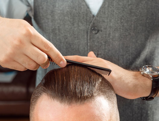 Gentlemen with nice hair being styled
